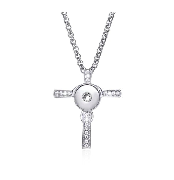 Cross Snap Charm Necklace & Bracelet Set